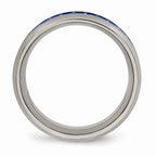 Chisel Titanium Polished Blue/white Carbon Fiber Inlay Ring