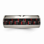Chisel Titanium Polished Black/red Carbon Fiber Inlay Ring
