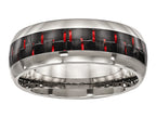 Chisel Titanium Polished Black/red Carbon Fiber Inlay Ring