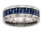 Chisel Titanium Polished W/ Blue Carbon Fiber Ring