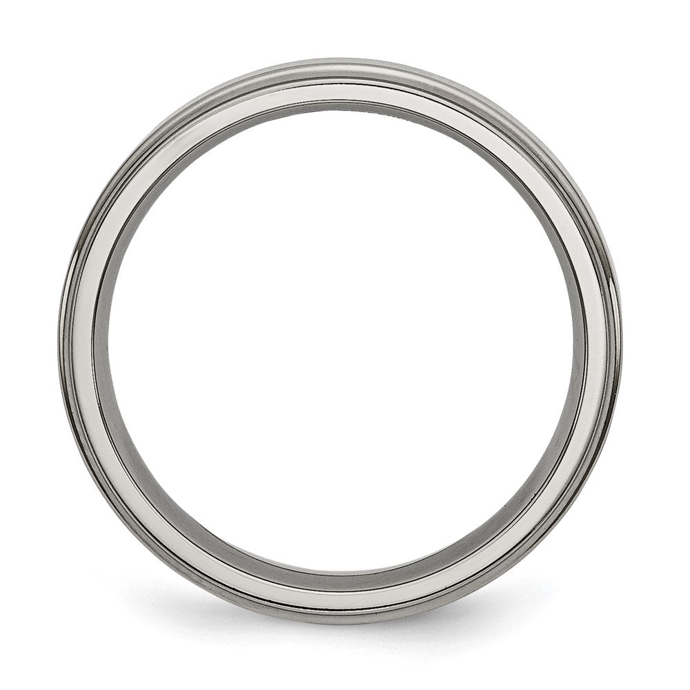 Chisel Titanium Ridged Edge 5mm Polished Wedding Band
