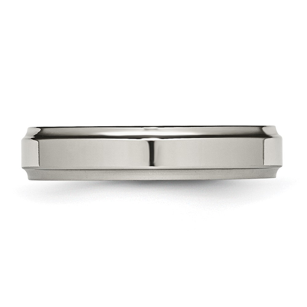 Chisel Titanium Ridged Edge 5mm Polished Wedding Band