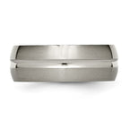 Chisel Titanium Grooved 8mm Brushed And Polished Wedding Band