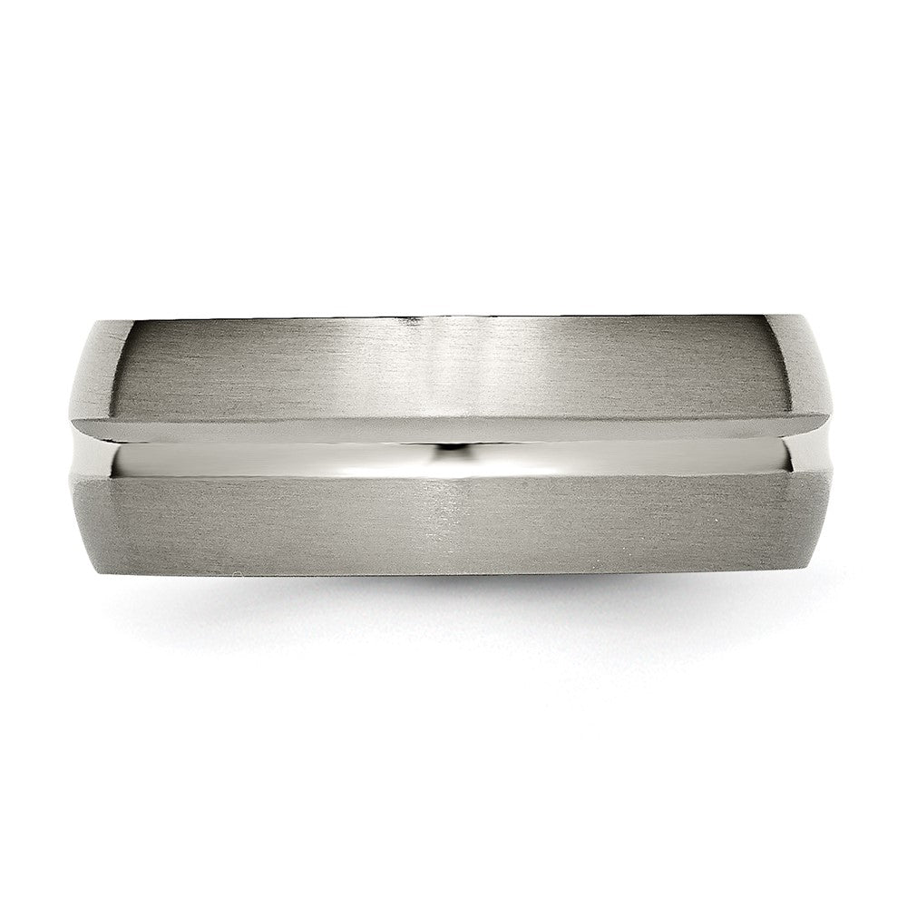 Chisel Titanium Grooved 8mm Brushed And Polished Wedding Band