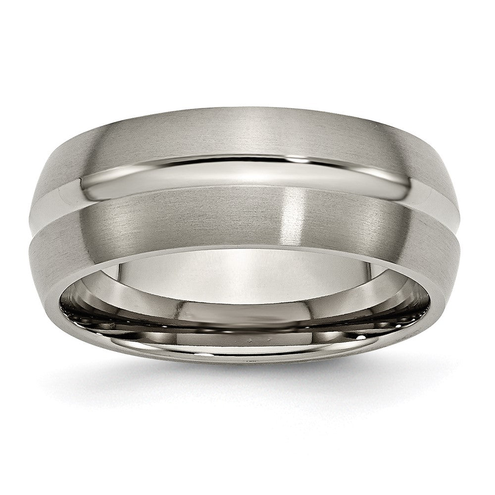 Chisel Titanium Grooved 8mm Brushed And Polished Wedding Band