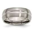 Chisel Titanium Grooved 8mm Brushed And Polished Wedding Band
