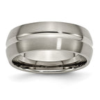 Chisel Titanium Grooved 8mm Brushed And Polished Wedding Band