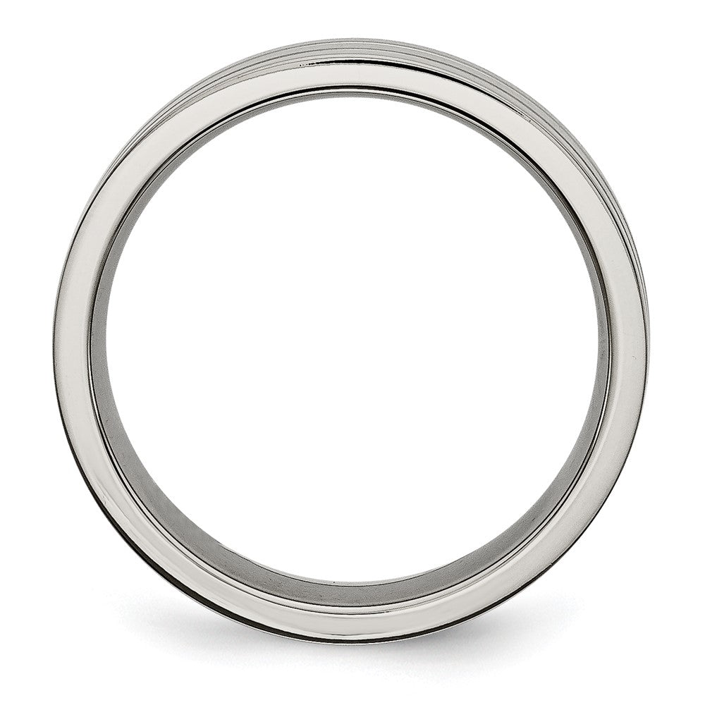 Chisel Titanium Grooved 6mm Brushed And Polished Wedding Band