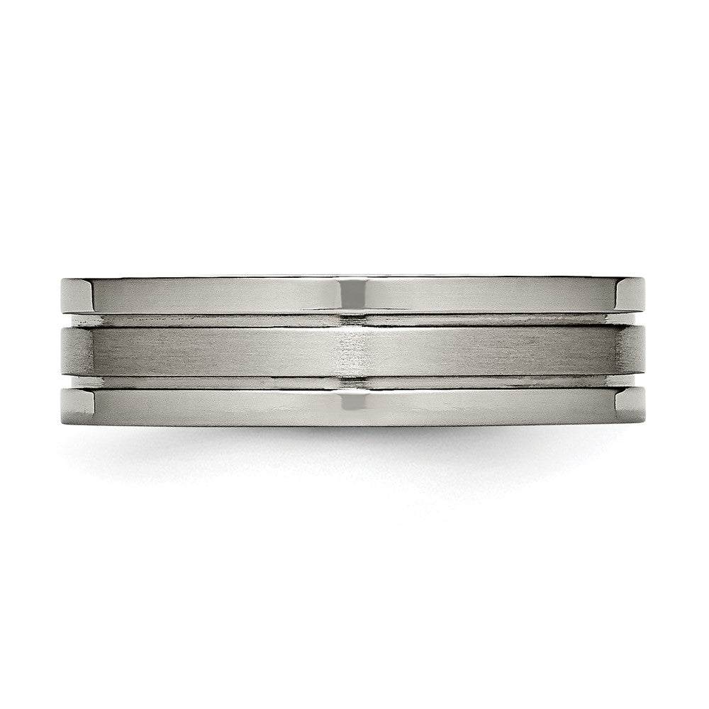 Chisel Titanium Grooved 6mm Brushed And Polished Wedding Band