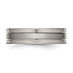 Chisel Titanium Grooved 6mm Brushed And Polished Wedding Band