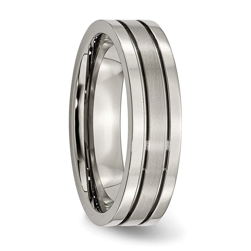 Chisel Titanium Grooved 6mm Brushed And Polished Wedding Band