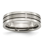 Chisel Titanium Grooved 6mm Brushed And Polished Wedding Band
