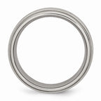 Chisel Titanium Polished Criss-cross Design Brushed Center Ridged Edge Wedding Band
