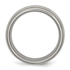 Chisel Titanium Polished Criss-cross Design Brushed Center Ridged Edge Wedding Band