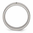 Chisel Titanium Ridged Edge Cross 8mm Brushed And Polished Wedding Band