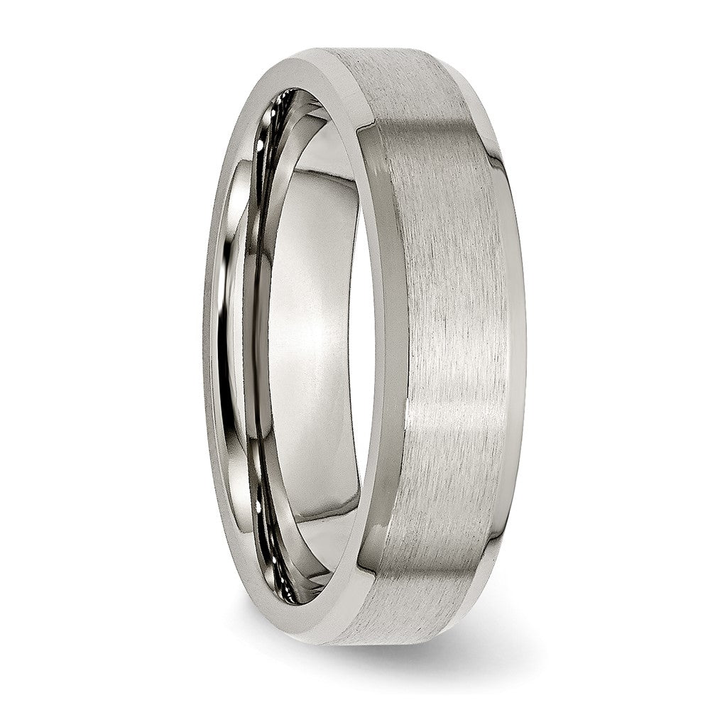 Chisel Titanium Beveled Edge 6mm Brushed And Polished Wedding Band