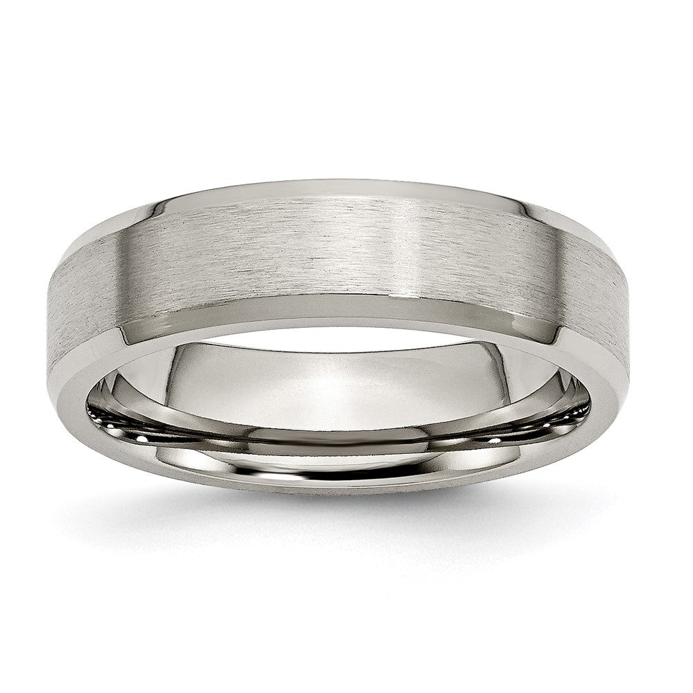 Chisel Titanium Beveled Edge 6mm Brushed And Polished Wedding Band