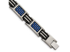 Chisel Titanium Polished W/ Blue Carbon Fiber and Rubber Bracelet