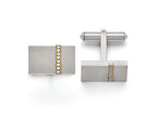 Chisel Titanium Brushed Yellow Ip-plated CZs Rectangular Cuff Links