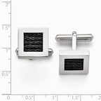 Chisel Titanium Polished Black Ip-plated Wire Cuff Links