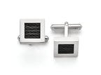 Chisel Titanium Polished Black Ip-plated Wire Cuff Links