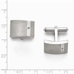 Chisel Titanium Brushed And Polished Clear CZ Cuff Links
