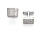 Chisel Titanium Brushed And Polished Clear CZ Cuff Links