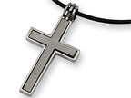 Chisel Titanium Leather Cord Cross Necklace - 18 inches
