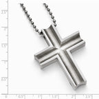 Chisel Titanium Polished Cross Necklace 24 inch Stainless steel chain