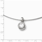 Chisel Titanium CZ Pendant With Polished Stainless Steel Wire Necklace