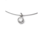 Chisel Titanium CZ Pendant With Polished Stainless Steel Wire Necklace