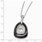 Chisel Polished Ceramic With CZ Titanium Pendant Necklace On Stainless steel chain