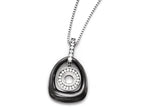 Chisel Polished Ceramic With CZ Titanium Pendant Necklace On Stainless steel chain