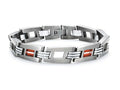 Tonino Lamborghini Corsa Collection Stainless Steel Bracelet with Red and White Crystal Stones