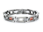 Tonino Lamborghini Corsa Collection Stainless Steel Bracelet with Red and White Crystal Stones