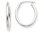 FJC Finejewelers 14k White Gold Polished 2mm Oval Tube Hoop Earrings