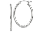 FJC Finejewelers 14k White Gold Polished 2mm Oval Tube Hoop Earrings
