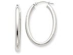 FJC Finejewelers 14k White Gold Polished 3.5mm Oval Tube Hoop Earrings