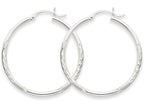 FJC Finejewelers 14k White Gold Satin and Bright-cut 2mm Round Hoop Earrings