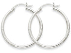 FJC Finejewelers 14k White Gold Satin and Bright-cut 2mm Round Hoop Earrings