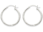 FJC Finejewelers 14k White Gold Satin and Bright-cut 2mm Round Hoop Earrings