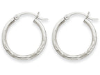 FJC Finejewelers 14k White Gold Satin and Bright-cut 2mm Round Hoop Earrings