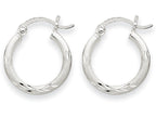 FJC Finejewelers 14k White Gold Satin and Bright-cut 2mm Round Hoop Earrings