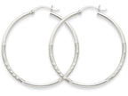 FJC Finejewelers 14k White Gold Satin and Bright-cut 2mm Round Hoop Earrings