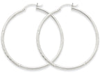 FJC Finejewelers 14k White Gold Satin and Bright-cut 2mm Round Hoop Earrings