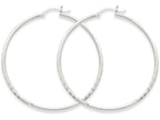 FJC Finejewelers 14k White Gold Satin and Bright-cut 2mm Round Hoop Earrings