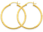 FJC Finejewelers 14k Yellow Gold Satin and Bright-cut 2mm Round Tube Hoop Earrings