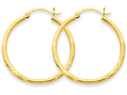 FJC Finejewelers 14k Yellow Gold Satin and Bright-cut 2mm Round Tube Hoop Earrings