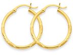 FJC Finejewelers 14k Yellow Gold Satin and Bright-cut 2mm Round Tube Hoop Earrings