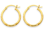 FJC Finejewelers 14k Yellow Gold Satin and Bright-cut 2mm Round Tube Hoop Earrings